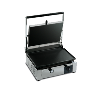 Eurodib CORT-L 14.5" x 10" Single Electric Panini Grill For Commercial Use With Ribbed Top And Flat Bottom Plate.