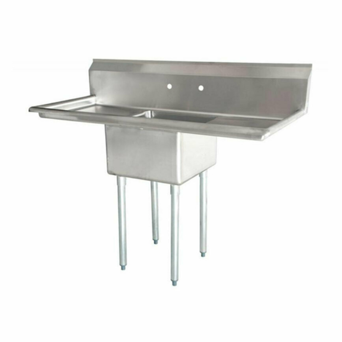 Alt Tag: Omcan 43759 One Compartment Pot Sink 54-inch with Drainboards stainless steel commercial sink with two drainboards