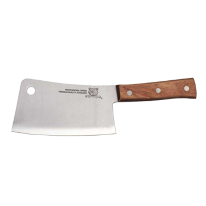 Omcan 10559 7-Inch Blade Professional Grade Wood Handle Kitchen Cleaver with 7-inch stainless blade and riveted wood handle