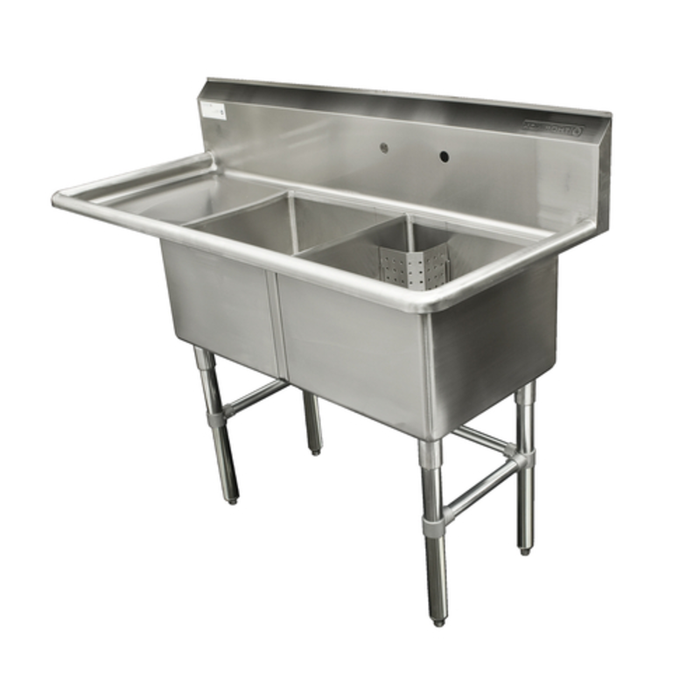 Thorinox TDS-1818-L18 56-1/2" x 23-1/2" Two Compartment Sink with Left Drainboard