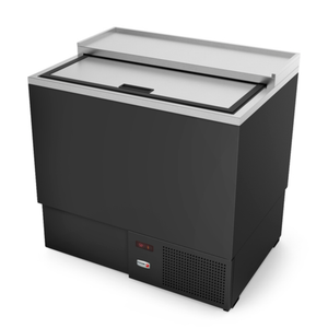 Alt Tag: Fagor FGF-36-HC 36.63 Inch Black Vinyl Top Load Glass Froster with stainless steel top load lid for bar glass chilling