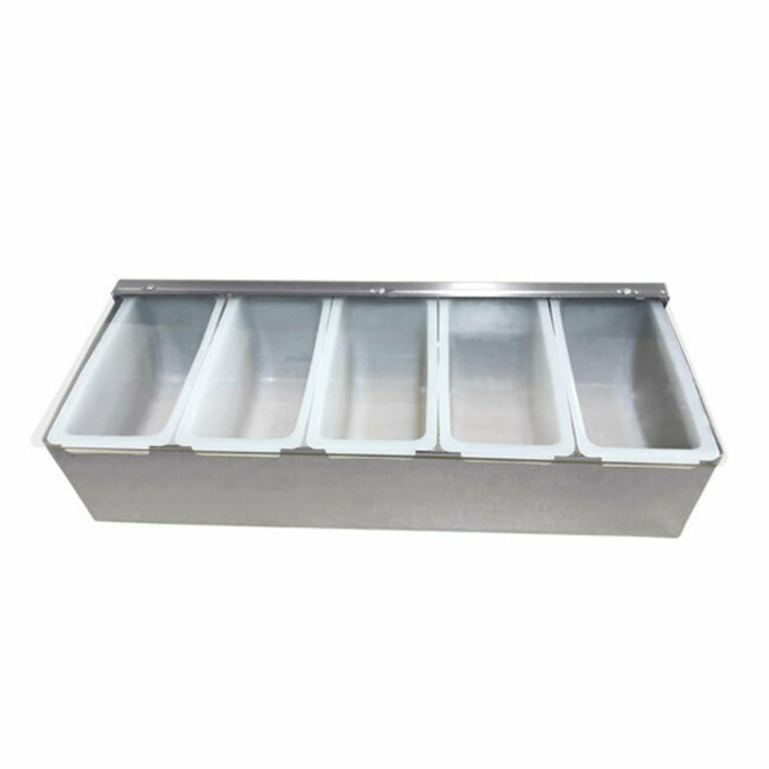 Alt Tag: Omcan 80866 Professional Bar Condiment Holder with Six Removable Compartments with 6 removable bins for bar garnishes