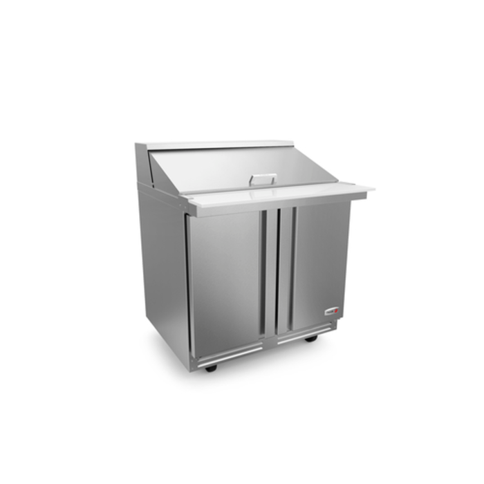 Fagor Mega Top Sandwich Salad Counter stainless steel refrigerated unit with high-performance capabilities.