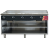 Stainless Steel Cooktop Cabinet Base With Four Control Knobs And Open Storage Space Underneath.