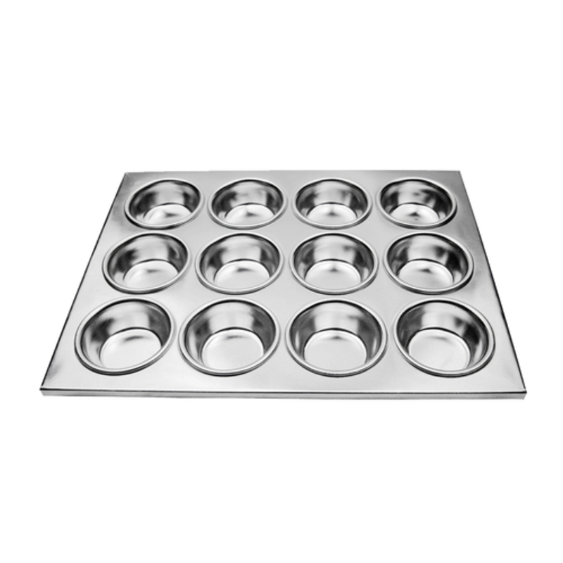 Omcan 80628 Twelve-Cup Aluminized Steel Muffin Pan For Even Baking, Ideal For Home And Commercial Use.