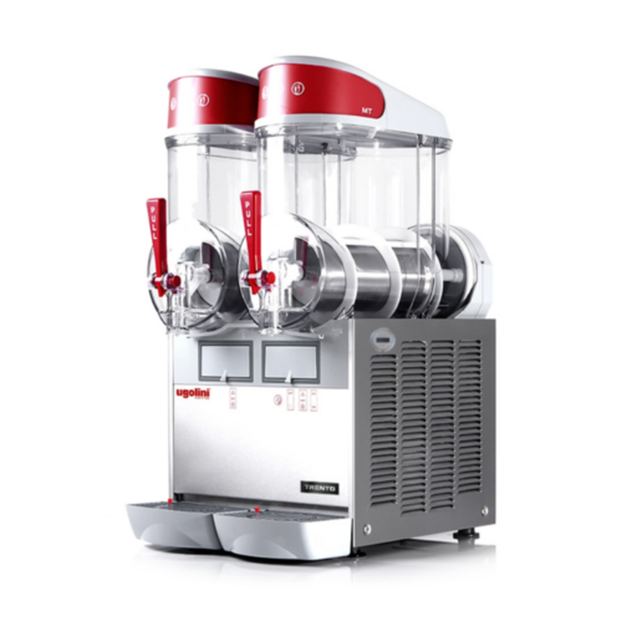 Trento 49082 5.2 Gallon Two Bowl Frozen Drink Slushy Machine commercial countertop dual tank granita and slushy dispenser