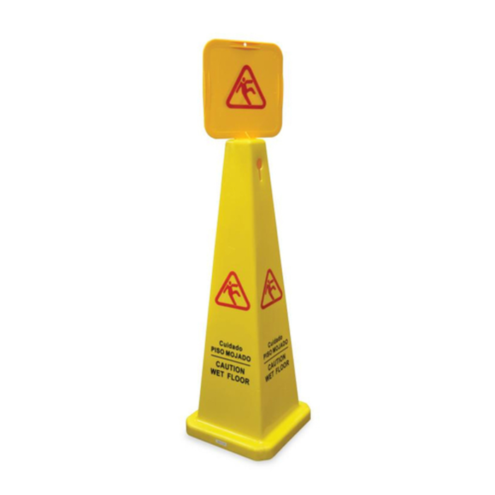 Omcan 24416 Durable Plastic Double-Sided A-Frame Wet Floor Sign yellow caution wet floor safety sign for commercial spaces