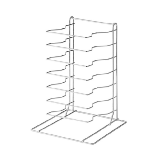 Omcan 81117 15-Shelf Mobile Aluminum Rack for 18-Inch Pizza Pans, commercial kitchen pizza pan storage rack with 15 shelves