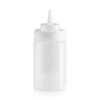 Alt Tag: Omcan 48103 12 oz. Clear Standard Squeeze Dispenser Bottle, clear condiment squeeze bottle with cone tip nozzle