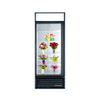 Refurbished Floral Merchandiser Refrigerator Displaying Various Beautiful Flower Arrangements Inside A Glass Door Cooler.