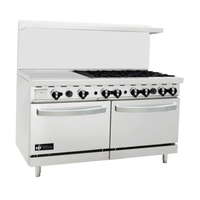 60 Inch Commercial Gas Range With Griddle For Professional Kitchens, Featuring Dual Ovens And Powerful Cooking Elements