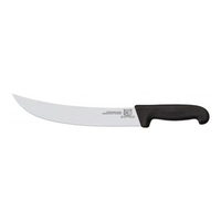 Omcan 16855 10 Inch Professional Heavy-Duty German Steel Butcher Knife with curved stainless blade and black handle