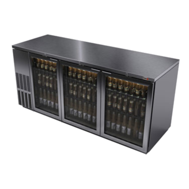 Fagor FBB-79GS-N 80" Refrigerated Back Bar Cooler With 1092 Can Capacity And Stainless Steel Construction.