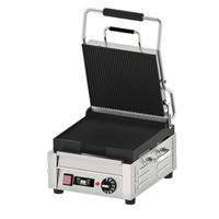 Omcan 42910 Single Panini Grill 10" x 11" Grooved Surface