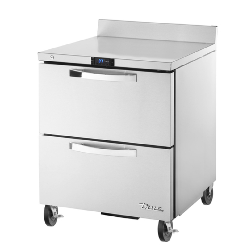 True TWT-27D-2-HC 27-Inch Refrigerated Worktop Counter With Two Drawers And Stainless Steel Finish