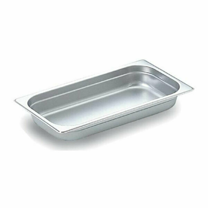 Étiquette alternative : Omcan 80267 Capacité de 14,6 quarts Bac de table à vapeur pleine grandeur en acier inoxydable Pan de table à vapeur 4 pouces de profondeur de 4 pouces de profondeur grand nombre complet