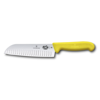 Victorinox 5.2528.17 Santoku Knife, 7-Inch Granton Edge Yellow Handle