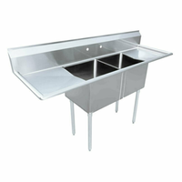 Omcan 43767 72"L x 23.5"W Two Compartment Pot Sink