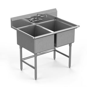 Winholt WS2T2424 55"L x 29.5"W Two Compartment Stainless Steel Sink