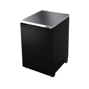 Alt Tag: Fagor FBB-24-N 24-inch Commercial Back Bar Refrigerated Beverage Cooler black undercounter bar fridge with stainless top