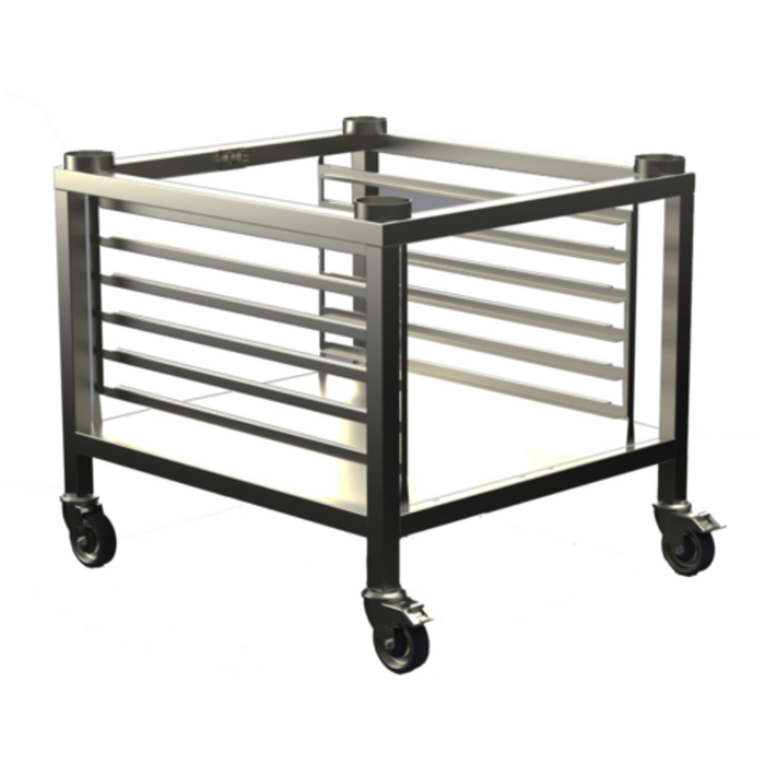 Mobile Equipment Stand For Alto-Shaam Oven On Wheels With Heavy-Duty Stainless Steel Construction.