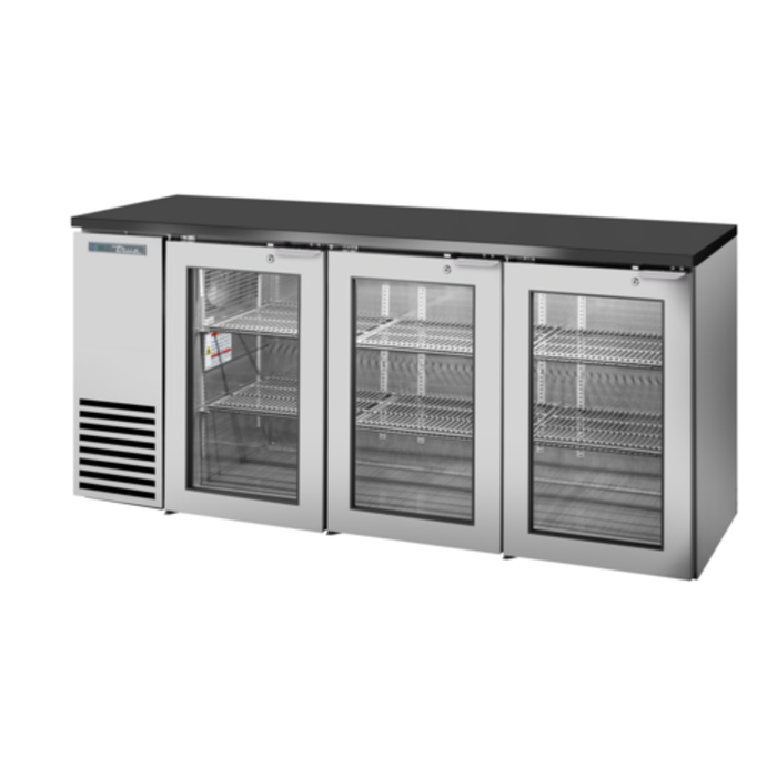 True Refrigeration TBB24-72-3G-Z1-BST-S-1 72" Glass Door Back Bar Cooler