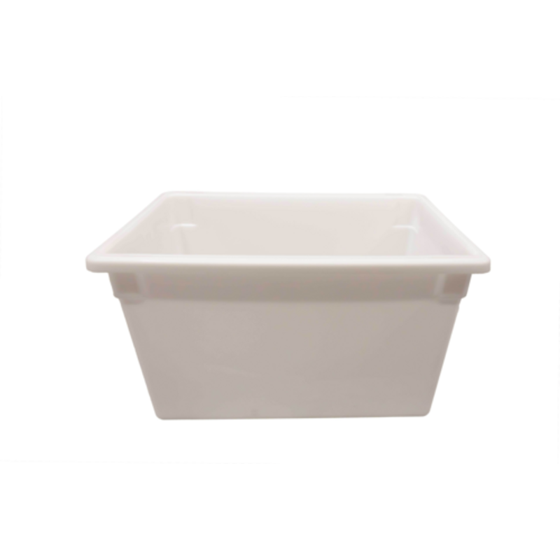 Shatter-Proof Food Storage Container In White Polycarbonate With Square Design, Ideal For Kitchen Organization.