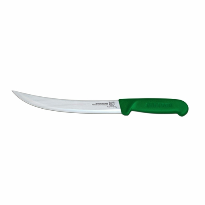 Omcan 12319 8" Curved Breaking Knife with Green Polypropylene Handle