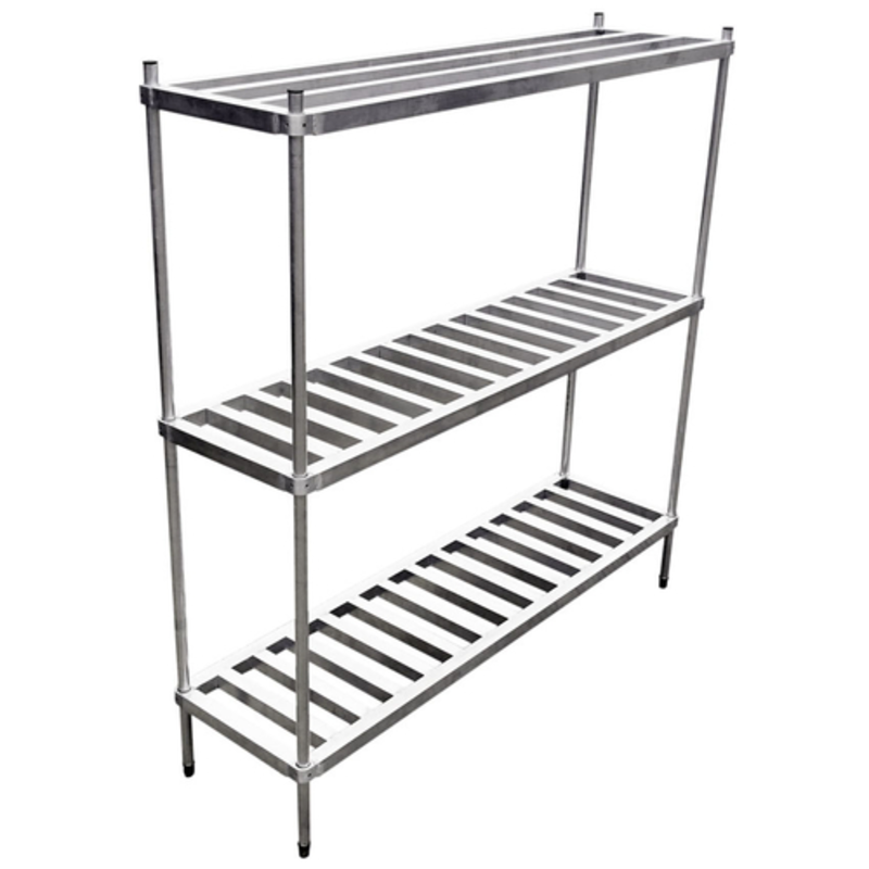 Alt Tag: Omcan 44615 8 Keg Capacity Durable Aluminum Keg Storage Rack heavy-duty commercial aluminum rack for bar and restaurant keg storage