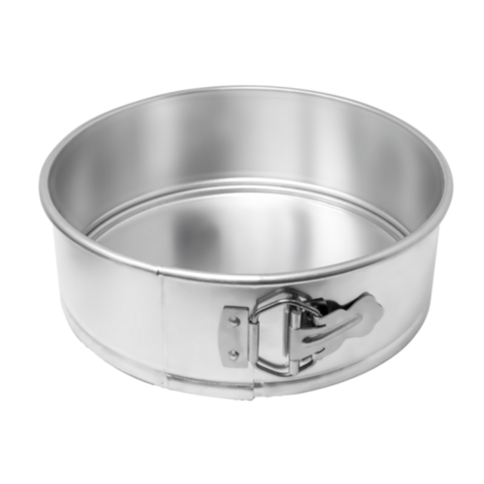 Alt Tag: Omcan 81107 Aluminum Springform Pan, 10-Inch Diameter for Baking aluminum springform cake pan with latch for cheesecakes