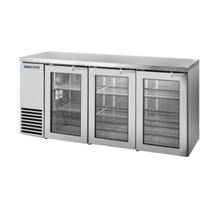 Refroidisseur de bar arrière True TBB24-72-3G-Z1-SFT-S-1 de 72 pouces avec trois portes vitrées