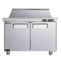 48 Inch Mega Top Sandwich Prep Table Featuring Dual Doors And Stainless Steel Design