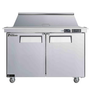 48 Inch Mega Top Sandwich Prep Table Featuring Dual Doors And Stainless Steel Design