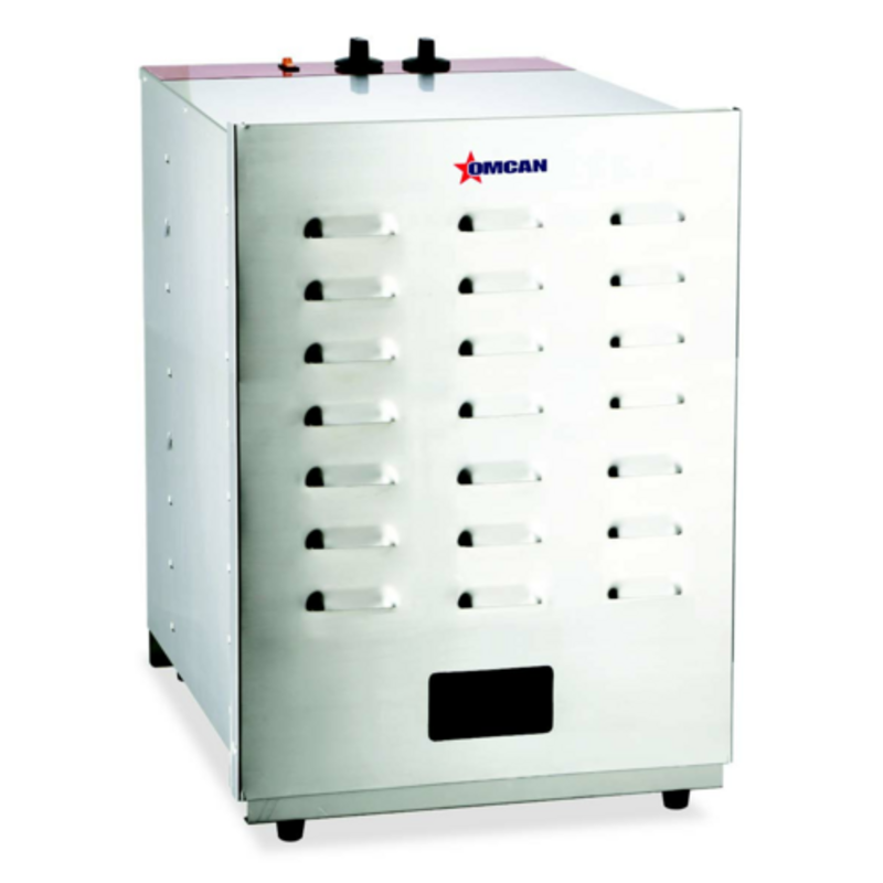 Étiquette alternative : Omcan 47042 Déshydrateur alimentaire commercial en acier inoxydable à 16 racks, vue de face pour armoires en acier inoxydable, déshydrateur d’armoire en acier inoxydable