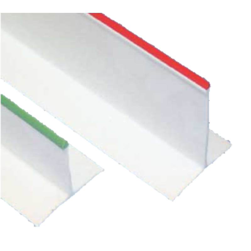 30 Inch Merchandising Divider With White Profile And Green Beading, Ideal For Product Lane Separation.