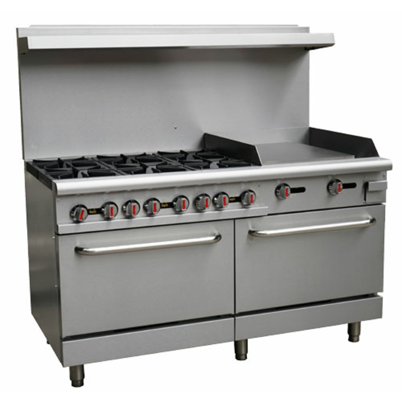 Omcan 46028 60 inch Commercial Natural Gas Restaurant Range with Ovens for High-Volume Cooking