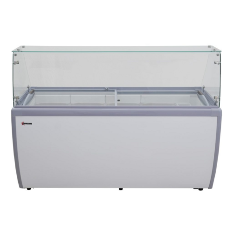 OMCAN 47744 71-inch Gelato Dipping Display Cabinet with Pans 71-inch glass gelato display case with dipping pans