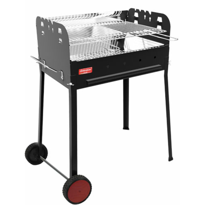 OMCAN 47311 Painted Steel Charcoal BBQ Grill with Panel & Wheels