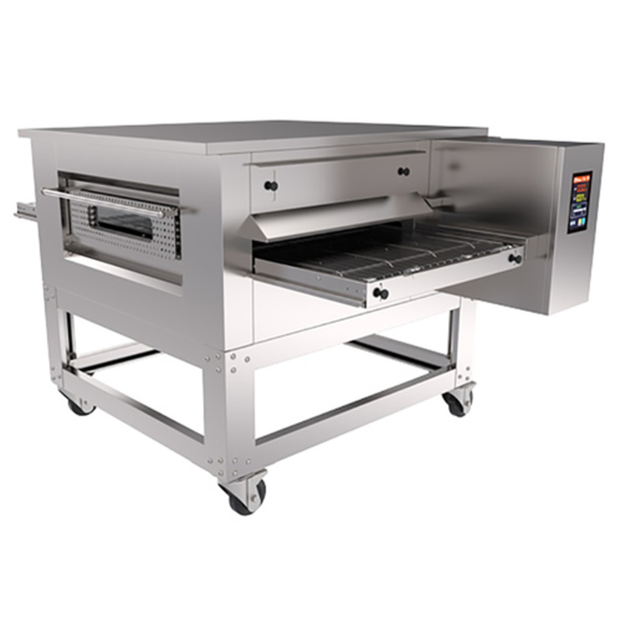 Alt Tag: Trento 46725 Electric Conveyor Pizza Oven 40 Pizzas/Hour Capacity stainless steel commercial conveyor oven with digital controls