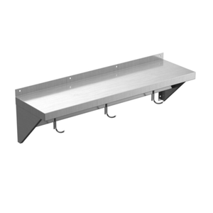 Winholt SSWMSH158 96"W Wall-Mounted Stainless Steel Overshelf with Pot Rack