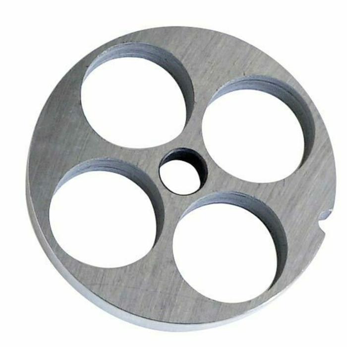 Tag alternatif : Omcan 17065 Carbon Steel #12 Plaque de broyeur à viande sans moyeu, plaque de broyeur en acier au carbone avec quatre trous pour la hachure de la viande grossière