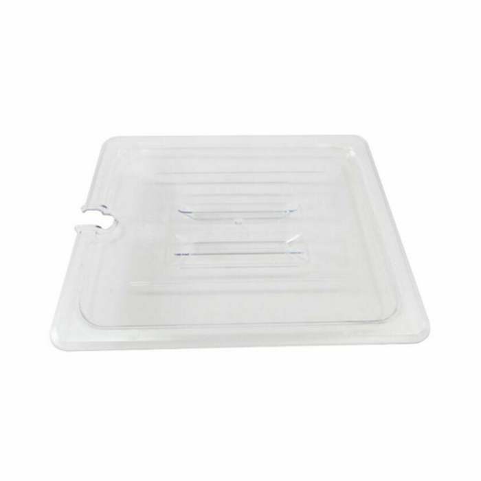 Omcan 80026 Polycarbonate Half-Size Clear Slotted Cover for Food Pan, clear plastic slotted lid for 1/6 size food pan