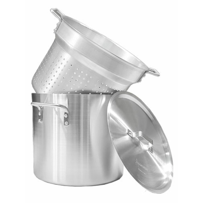 Omcan 43441 20 QT Aluminum Double Boiler with Perforated Pot