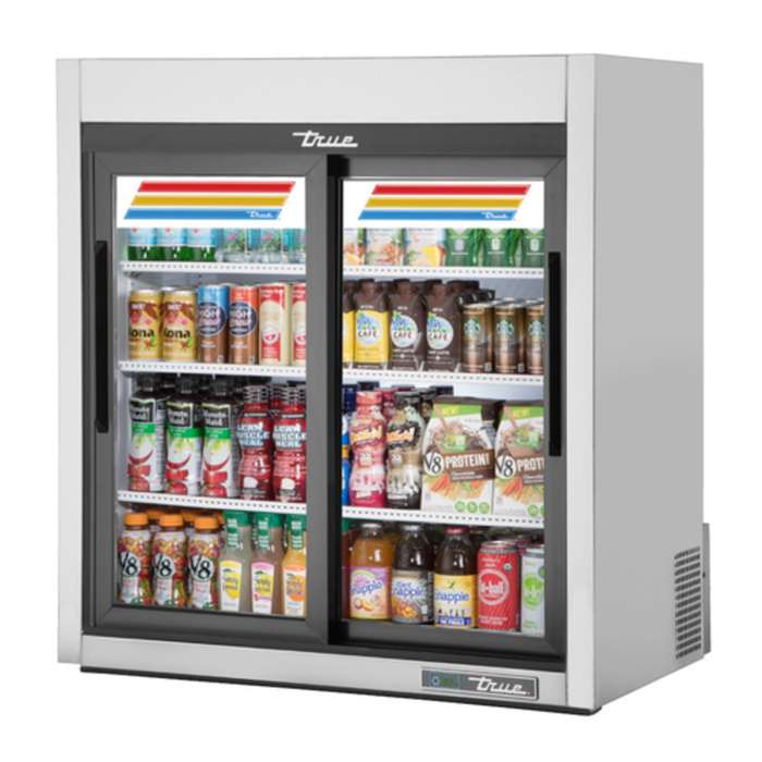 Réfrigérateur de comptoir à porte vitrée True GDM-09-SQ-S-HC-LD, 36 pouces