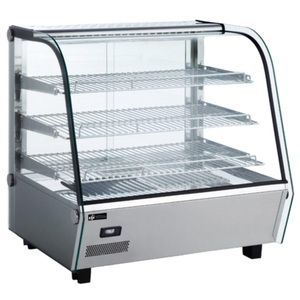 EFI HGCM-CT-2727-WH 27 Inch Heated Display Case With Curved Glass Front And Four Shelves.