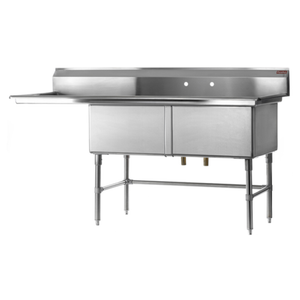Rosko RO-SD-1818-L18 56.5" Two Compartment Sink w/ Left Drainboard