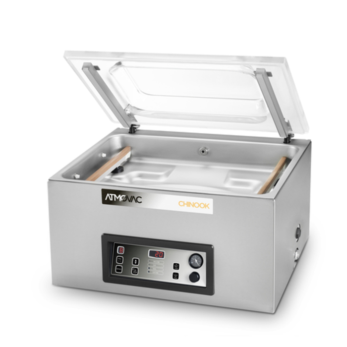 Atmovac Chinook16D Countertop Vacuum Packaging Machine With Open Lid And Stainless Steel Design