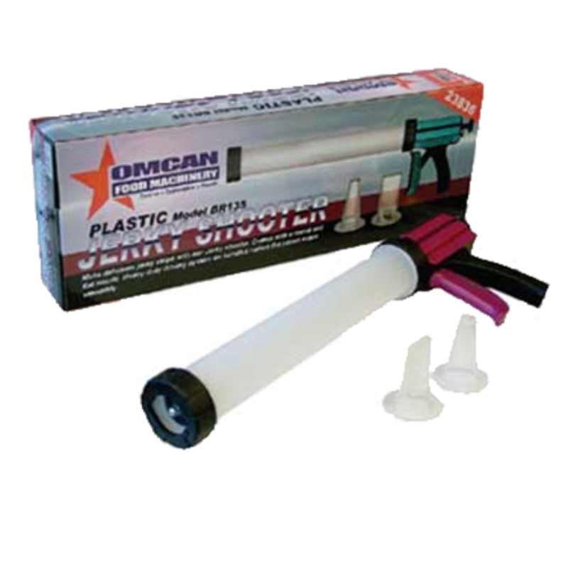 Omcan 23836 15.5-Inch Plastic Jerky Gun Shooter With Nozzles with plastic tube shooter, handle and interchangeable nozzles