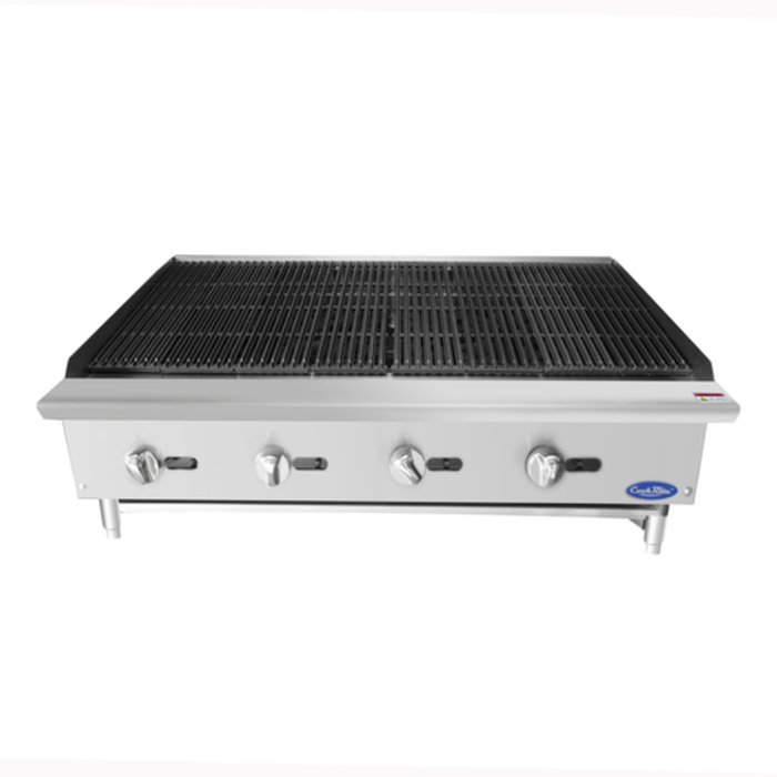 CookRite ATCB-48 48" Countertop Gas Radiant & Lava Rock Charbroiler, a reliable commercial countertop gas charbroiler.