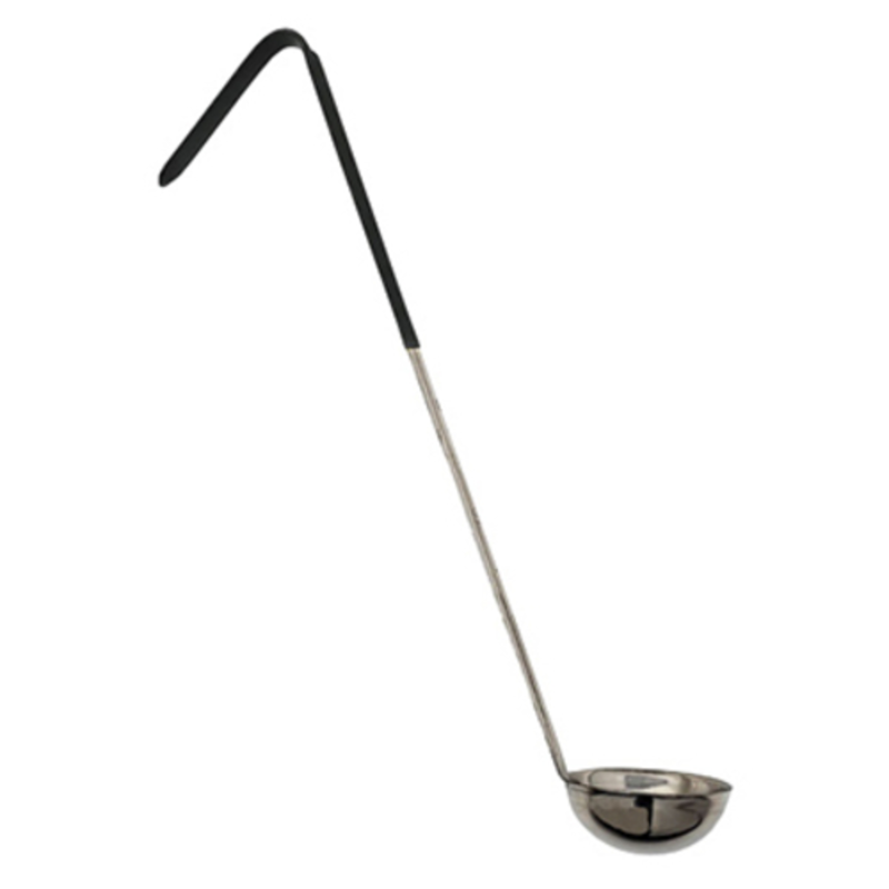 Omcan 80765 4 oz Stainless Steel Serving Ladle with Hook Handle - commercial stainless steel ladle for portioning soups, sauces, gravies